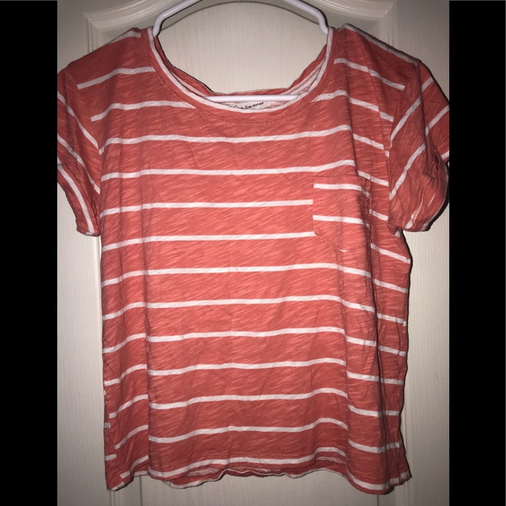American Rag CIE - Cropped Striped Coral Shirt